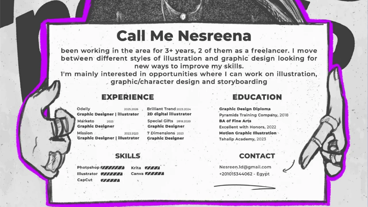 Call Me Nesreena Illustrated Artist Profile Card